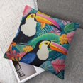 thumbnail image 7 of Acheng Pillow Covers Playful Toucans Tropical Foliage Decorative Pillowcase Square Cushion Cover Tropical Bird Toucan Throw Pillows for Couch Bed Sofa 12x12in, 7 of 7