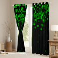 thumbnail image 3 of jejeloiu Green Pixel Miners Black Out Curtains Kids,Abstract Geometric Plaid Curtains Pack of 2 (42x63 Each) For Boys, 3 of 7