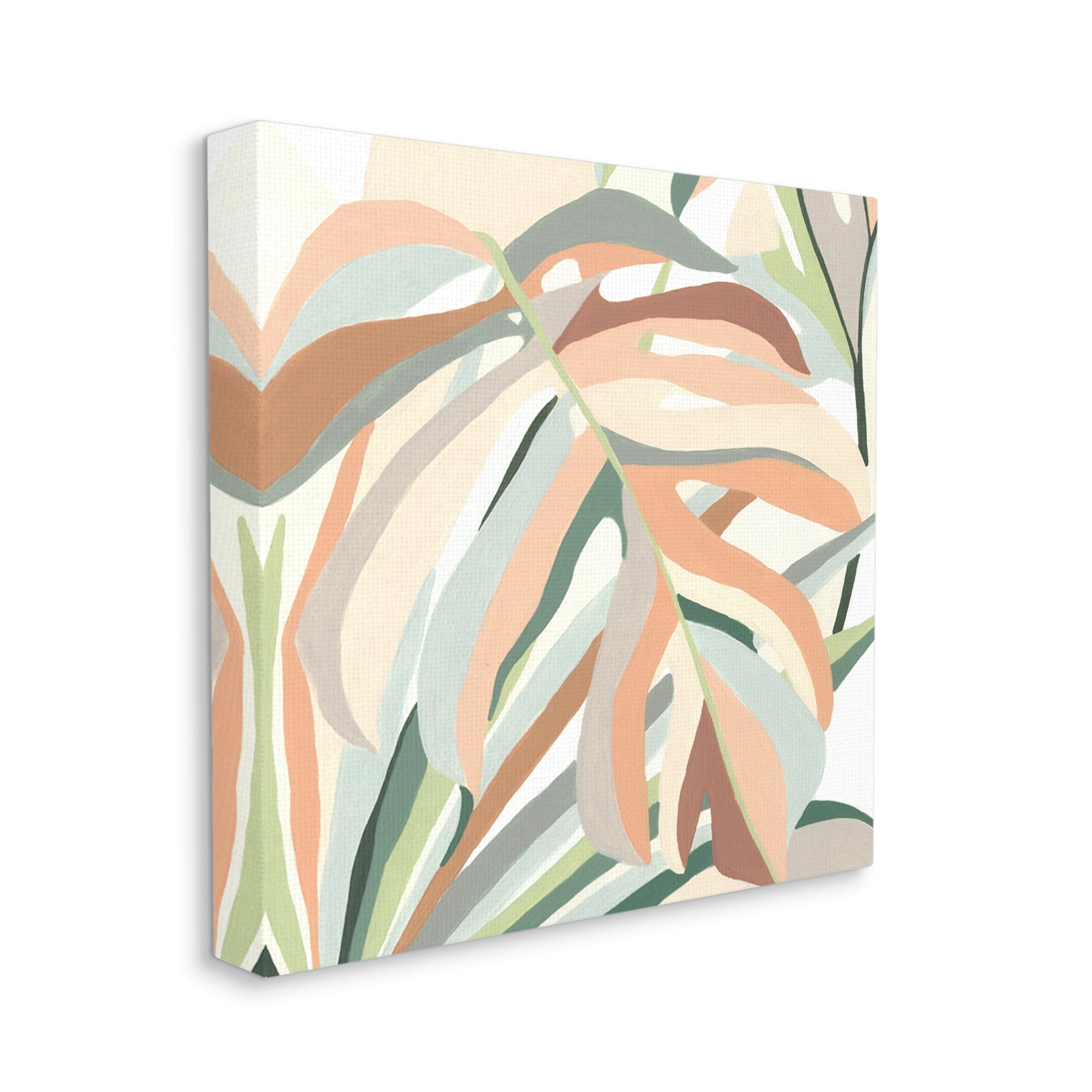 Stupell Industries Monstera Plant Leaf Soft Hues Botanical & Floral Painting Gallery Wrapped Canvas Print Wall Art
