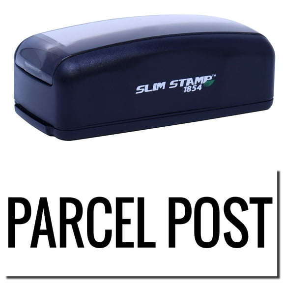 Large Pre-Inked Parcel Post Stamp, Slim 1854, Ultra Slim Design, Impression Size 1-13/16" by 2-1/2", Up to 25,000 Impressions - Black Ink