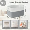 thumbnail image 2 of LJSXFI Large Blanket Basket, 72L Rectangle Woven Baskets for Storage, Laundry Basket, 22’’*17’’*12’’, White and Gray, 2 of 6