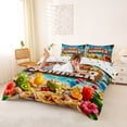 thumbnail image 3 of jejeloiu Colorful Hello Summer Bedding,Sea Beach Floral Duvet Cover Full For Boys,Multicolor,Polkadot Reversible,3pcs,1 Duvet Cover and 2 Pillowcases, 3 of 6
