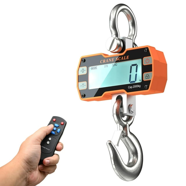 Balance de Grue Industrielle 2000 Kg/4000 Lb, Balance Suspendue en Alliage d'Aluminium avec Télécommande, Balance de Grue Industrielle Rechargeable avec Grand Écran DEL
