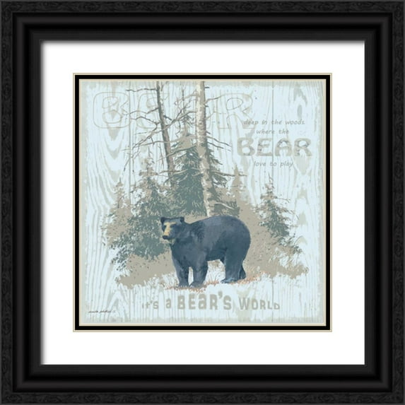 Phillips, Anita 15x15 Black Ornate Wood Framed with Double Matting Museum Art Print Titled - Bears World Tan