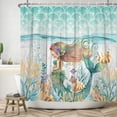 thumbnail image 3 of Mermaid Shower Curtain Kid Shower Curtain with Hooks,Teal Blue Ocean Coral Nautical Underwater World Coastal Bathroom Decor,60"x72", 3 of 5