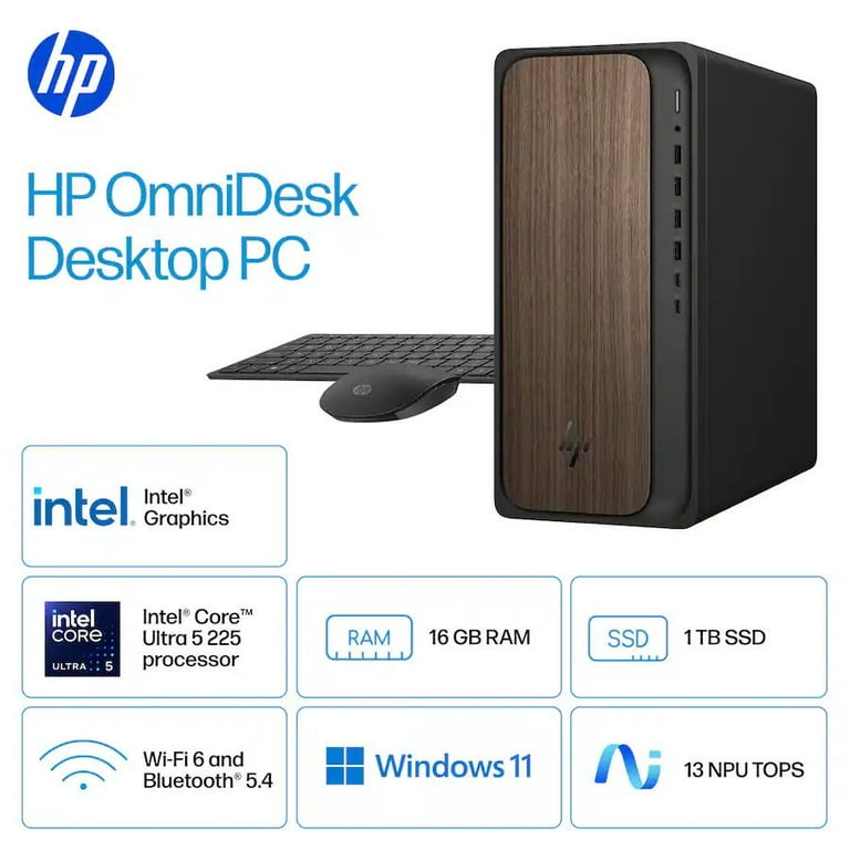 HP - OmniDesk Desktop - Intel Core Ultra 5 - 16GB DDR5 Memory