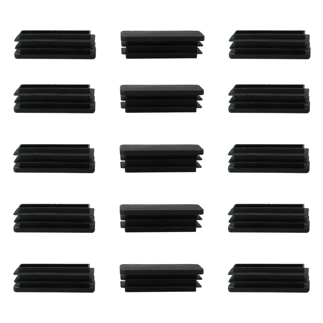 15pcs Black Plastic End Caps 50mm x 50mm Square Ribbed Tubing  Tube Inserts 