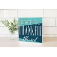 thumbnail image 2 of Grateful Thankful Blessed Blue Woodgrain 10 x 10 Wood Tabletop Sign Plaque, 2 of 4