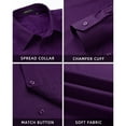 thumbnail image 5 of HISDERN Mens Dress Shirts Long Sleeve Button Down Shirts Casual Solid Formal Business Shirt Purple, 5 of 11
