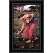 Narcissus 18x24 Black Ornate Wood Framed Canvas Art by Waterhouse, John William