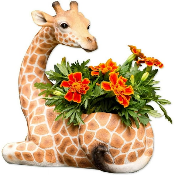 Bits and Pieces Giraffe Wildlife Safari Planter with Indoor/Outdoor Decoration