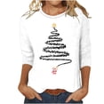 thumbnail image 2 of Meichang Hauts à Manches 3/4 pour Femmes, Col Rond, Imprimé Joyeux Noël, T-Shirts Amples, Pull de Noël, 2 of 4