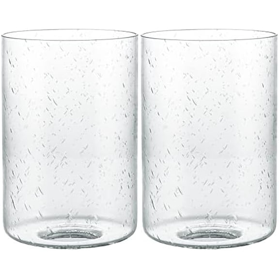 Seeded Lip-less Glass Lamp Shade, Cylindrical Light Cover with Fitter Opening, Replacement for Chandelier, Pendant, Bathroom Vanity Light, 2 Pcs