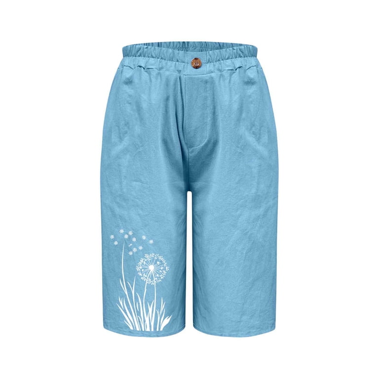 Soft Capris Sweat Pants for Women Summer Shorts for Women, Elastic
