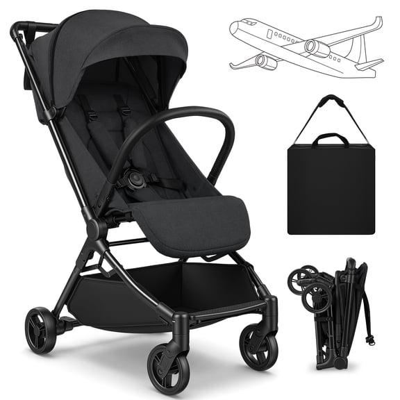 Vomeast Baby Stroller for Airplane, Portable Lightweight Travel Stroller for Infants and Toddlers, 12 lb, Black