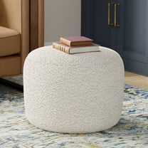 Chantal 18 inch Wide Contemporary Pouf in White Boucle Fabric