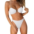 thumbnail image 1 of JAKANYQ Women'S Solid Color Three Flower With Steel Support And Swim Bra Pad Split Swimsuit Unique Back Design Swimsuit, L, 1 of 9