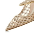 thumbnail image 5 of FSJ Women Pointed Toe Rhinestone Mesh Pumps Single Band Chain Chunky High Heels Elegant Prom Party Evening Shoes Size 15 Apricot, 5 of 5