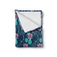 thumbnail image 2 of Tropical Soft Flannel Fleece Blanket, Flamingos and Water Lillies Hawaiian Exotic Arrangement of Jungle Flora and Fauna, Cozy Plush for Indoor and Outdoor Use, 50" x 60", Multicolor, by Ambesonne, 2 of 6