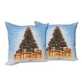 thumbnail image 6 of Ambesonne Christmas Throw Pillow Cover 2 Pack, Fir Tree Snowy Weather, 18", Blue and Mustard, 6 of 6