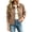 Khaki, variant on Wensltd Women Cropped Collar Button Front Long Sleeve Jacket Front Pockets Casual Outerwear Tops