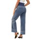 thumbnail image 3 of Jeans de maternidad para mujer INSPIRE CHIC, de mezclilla, pierna recta, con puños, alta elasticidad, sobre el vientre, pantalones para embarazadas, casuales para el trabajo, color azul retro, 3 of 6