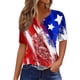 thumbnail image 2 of Puntoco 2024 Tops de moda de verano para mujer Blusa superior con cuello en V de manga corta con estampado informal para el Día de la Independencia para mujer, 2 of 5