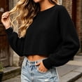 thumbnail image 5 of NominalSnug Womens Ribbed Knit Cropped Tops Crewneck Long Sleeve Shirts Loose Fit Casual Pullover Fall Outfits, 5 of 6