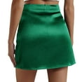 thumbnail image 7 of Byworldtasic Womens Solid Color Skirts Womens Mini Skirts Elastic High Waisted Skirts Stain A-Line Zipper Party Club Skirt, 7 of 7