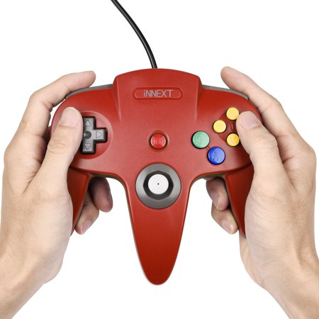 2Pack N64 Gaming Classic Controller, iNNEXT Retro N64 Wired Gaming Gamepad Controller Joystick for N64 System Home Video Game Console（Red)