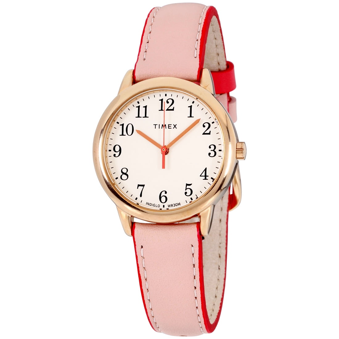 NEW BATTERY‎ Y2K Timex Women’s Watch Pink Rose Leather Band Minimalist Gold Tone Timex Women main image 3