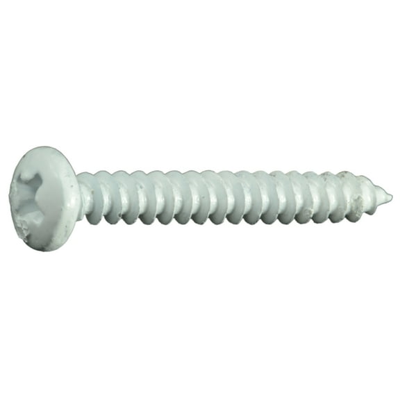 #8 x 1-1/4" White Steel Phillips Pan Head Sheet Metal Screws (30 pcs.)