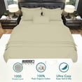 thumbnail image 4 of Lussona 1000 Thread Count King Sheets - 100% Cotton Bed Sheets Set with Deep Pockets 4 Piece Bedding and Pillowcases Set (Ivory), 4 of 13