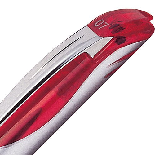 Pentel EnerGel Deluxe Liquid Gel Pen, Medium Line, Metal Tip, Red Ink, Box of 12 (BL57-B)