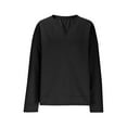 thumbnail image 5 of V-Neck Sweatshirt Women Casual Soft Fleece Pullover Tops Fall Sweatshirts Solid Color Long Sleeve Winter Shirt, 5 of 8