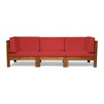 thumbnail image 2 of Noble House Oana Outdoor Modular Acacia Wood Sofa with Cushions Teak and Red, 2 of 8