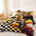 thumbnail image 4 of Manfei Cool Motorbike 7-Piece Twin Bedding,Checkered Pattern Bedding Comforter Set,Yellow,Black Reversible, 4 of 7