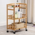 thumbnail image 6 of Kitchen Mobile Rolling Serving Cart Storage 3 Tiers Standing Wood Color 53*30*80cm for Restaurants, Parlors, Coffee Stations, 6 of 12