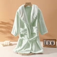 thumbnail image 2 of AINIYS Fleece Long Sleeve Hooded Bathrobe Soft Absorbent Velvet Robe for Home Use Cozy Shower Wrap Suit for All Seasons Green 140, 2 of 5