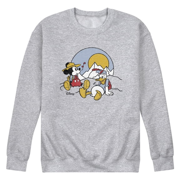 Disney - Mickey & Friends - Mickey & Donald Duck Need Rest from Hiking - Men's Crew Neck Fleece Pullover