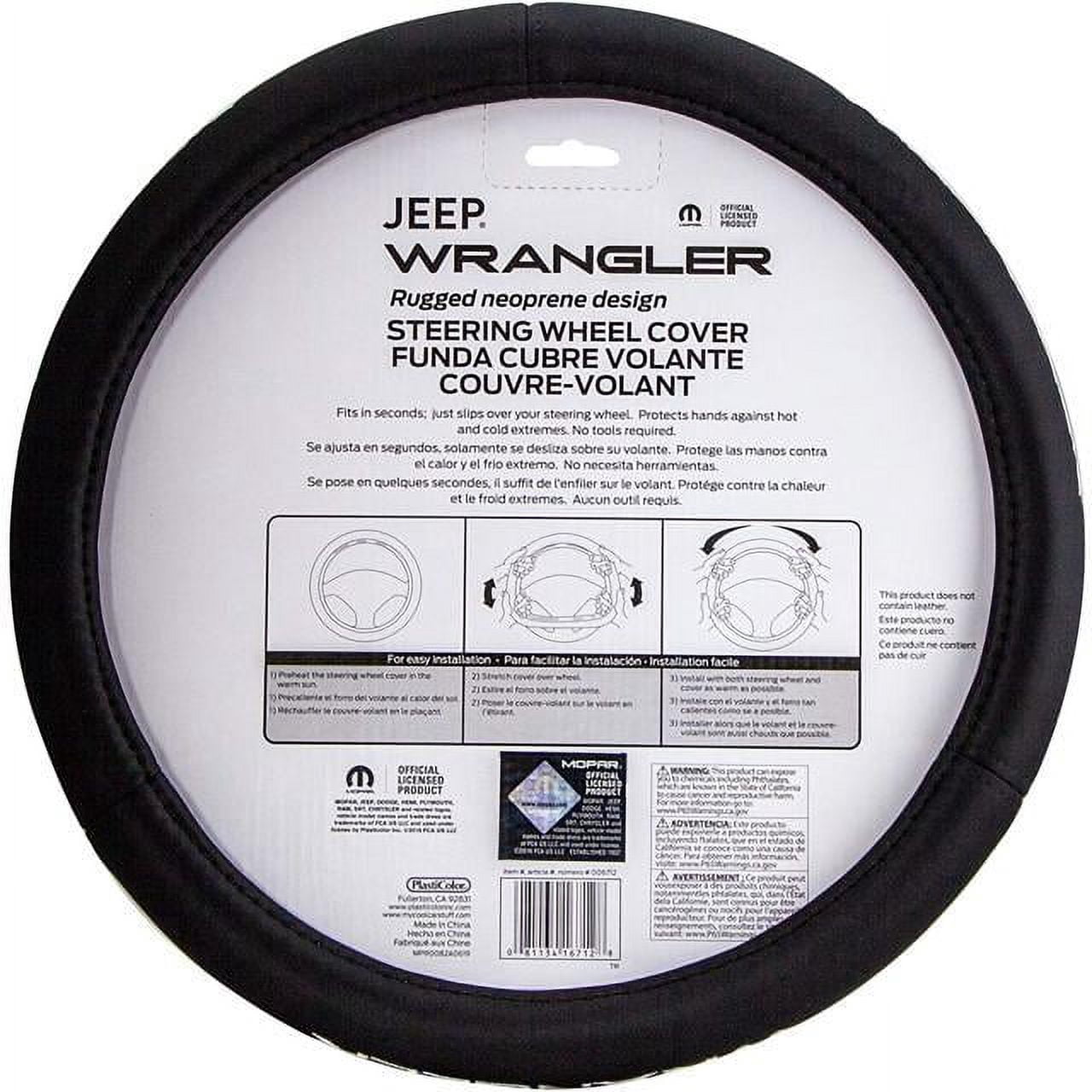 Plasticolor 006712R01 Neoprene Jeep Wrangler Premium Steering Wheel Cover for Car, Trucks & SUV