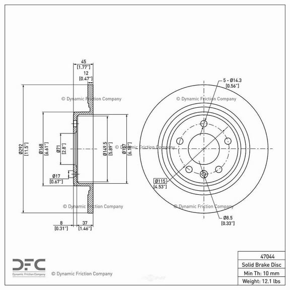 Dynamic 600-47044 DFC Brake Rotor Fits select: 2012-2017 BUICK VERANO, 2014 CHEVROLET CRUZE LS