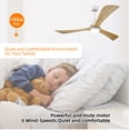 thumbnail image 5 of 52" Ceiling Fans with Lights, Remote Control Reversible Ceiling Fan, Quiet DC Motor 3 Blade Wood Ceiling Fans 6 Speed Levels, for Patio Living Room, Bedroom, Office, Indoor, White +Natural, 5 of 9