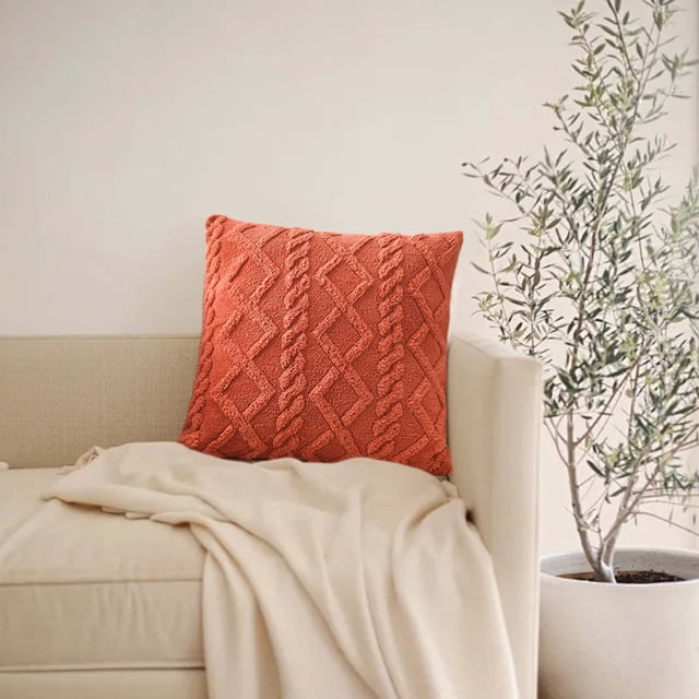 EQWLJWE Summer Savings!Throw Pillow Covers Plush,Neutral Decorative Throw Pillow Covers 17x17 Inch for Living Room Couch Bed Sofa,Rustic Farmhouse Boho Home Decor,Soft Plush Striped Square