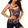 thumbnail image 2 of Gukieu Sunshine Cute Cat Sunflower Print Women's Quick-drying Fitness Vest, Round Neck Sleeveless Fitness T-shirt, Suitable for Yoga, Sports-X-Large, 2 of 7