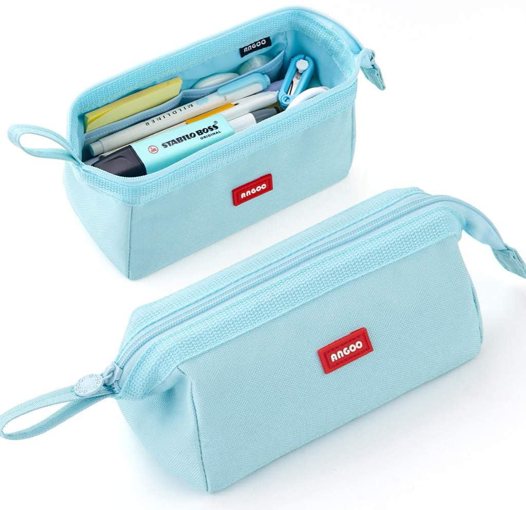 CICIMELON 2PC Pencil Case Big Capacity Pen Bag Pouch Stationery Organizer  with Zipper for School Students Office Women Green