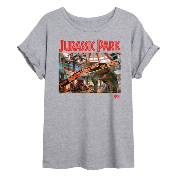 Jurassic Park - T-Rex Banner Scene Oversized Graphic T-Shirt