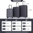 thumbnail image 2 of 3 Piece Lightweight Suitcase(20/24/28), ABS Luggage Set Expandable with Spinner Wheels, wo Hooks and TSA Lock, Durable Hardshell  Luggage Set for Family Travel, Black, 2 of 7