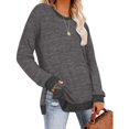 thumbnail image 3 of Baqcunre Long Sleeve Shirts For Women Women'S Clothing Long Sleeve Round Neck Split Top Loose Casual Pullover Top Shirt Womens T Shirts Womens Blouses Dark Gray L, 3 of 5