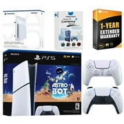 Sony PlayStation 5 Astro Bot Slim Digital Bundle with Disc Drive, Extra Controller, MightySkins Voucher and 1 Year Extended Warranty - Chroma Pearl